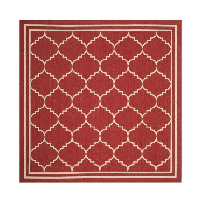 Courtyard Red and Beige 6'7" x 6'7" Sisal Weave Square Outdoor Area Rug