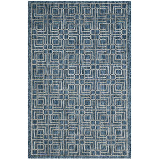 Courtyard Navy and Gray 6'7" x 9'6" Outdoor Area Rug