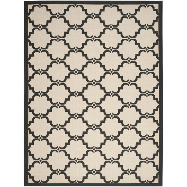 Courtyard Beige and Black 5'3" x 7'7" Sisal Weave Outdoor Area Rug