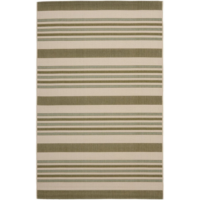 Courtyard Beige and Green 6'7" x 9'6" Sisal Weave Outdoor Area Rug