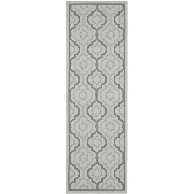 Courtyard Light Grey and Anthracite 2'3" x 8' Sisal Weave Runner Outdoor Area Rug