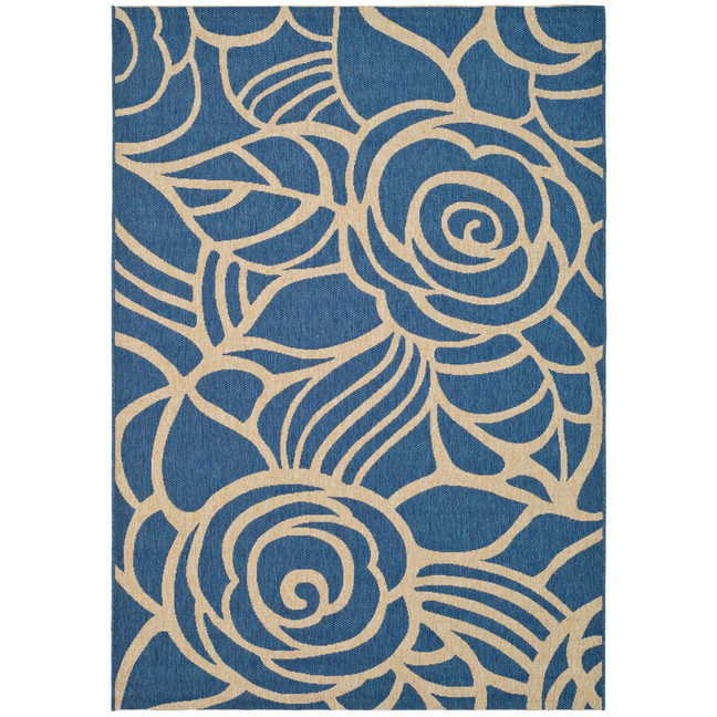 Courtyard Blue and Beige 7'10" x 7'10" Square Outdoor Area Rug