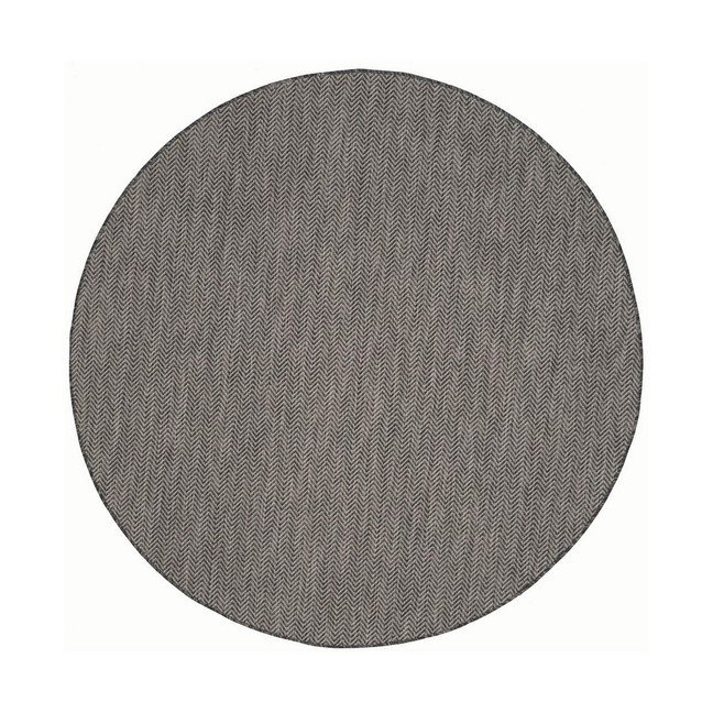 Courtyard Black and Beige 6'7" x 6'7" Round Outdoor Area Rug