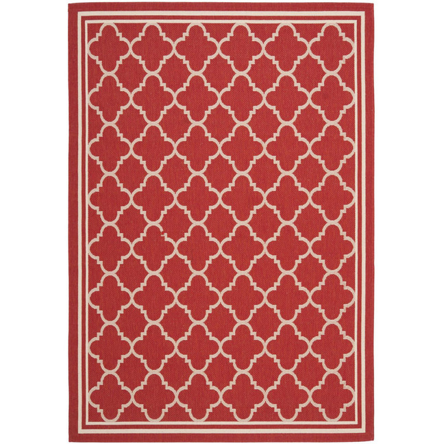 Courtyard Red and Bone 5'3" x 7'7" Outdoor Area Rug