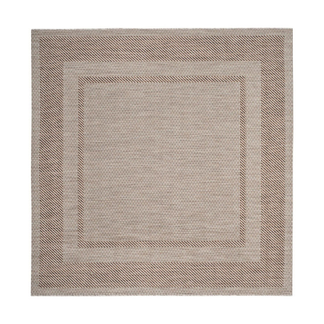 Courtyard Beige and Brown 6'7" x 6'7" Square Outdoor Area Rug