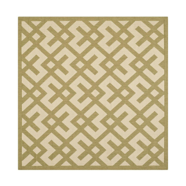Courtyard Beige and Green 6'7" x 6'7" Sisal Weave Square Outdoor Area Rug