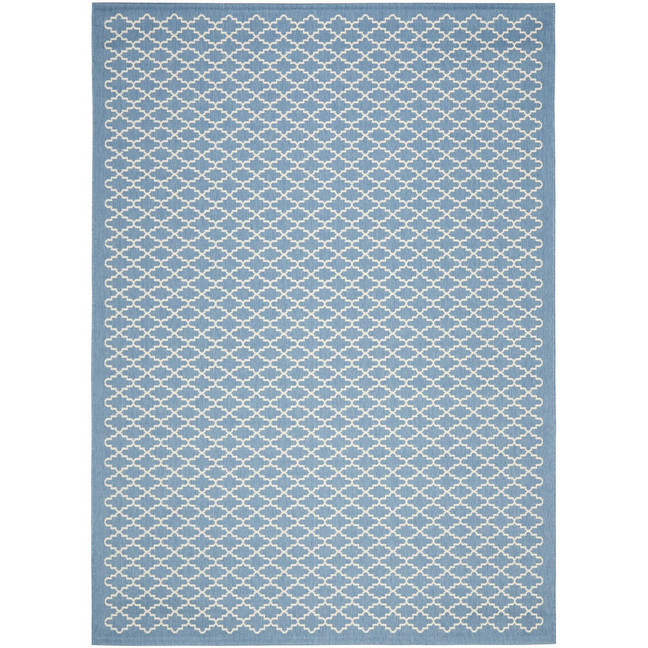Courtyard Blue and Beige 8'11" x 12' Sisal Weave Rectangle Outdoor Area Rug