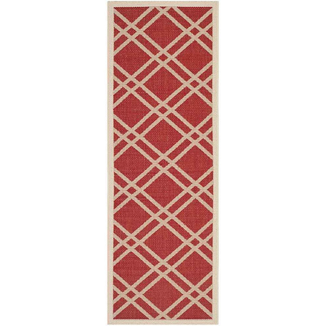 Courtyard Red and Bone 2'3" x 6'7" Sisal Weave Runner Outdoor Area Rug