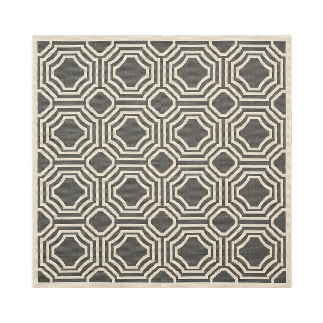 Courtyard Anthracite and Beige 5'3" x 5'3" Square Outdoor Area Rug