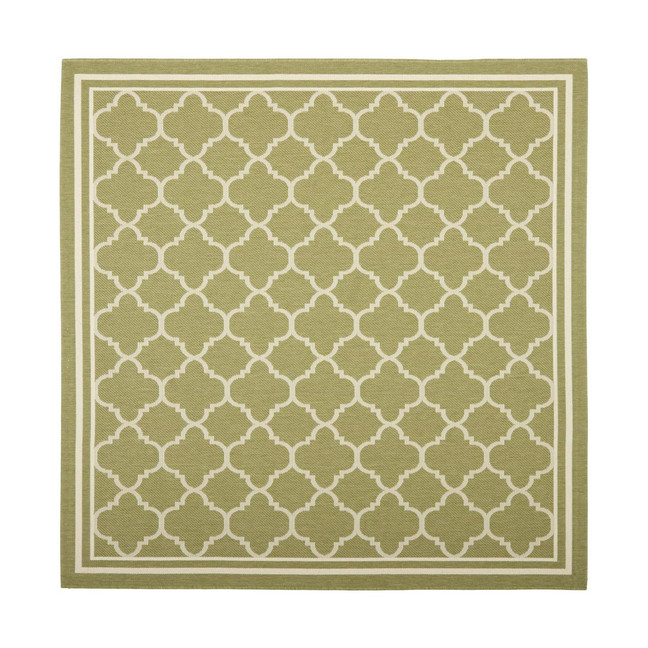 Courtyard Green and Beige 7'10" x 7'10" Square Outdoor Area Rug