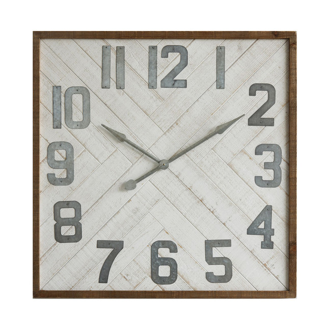 Square Wood & Metal Wall Clock