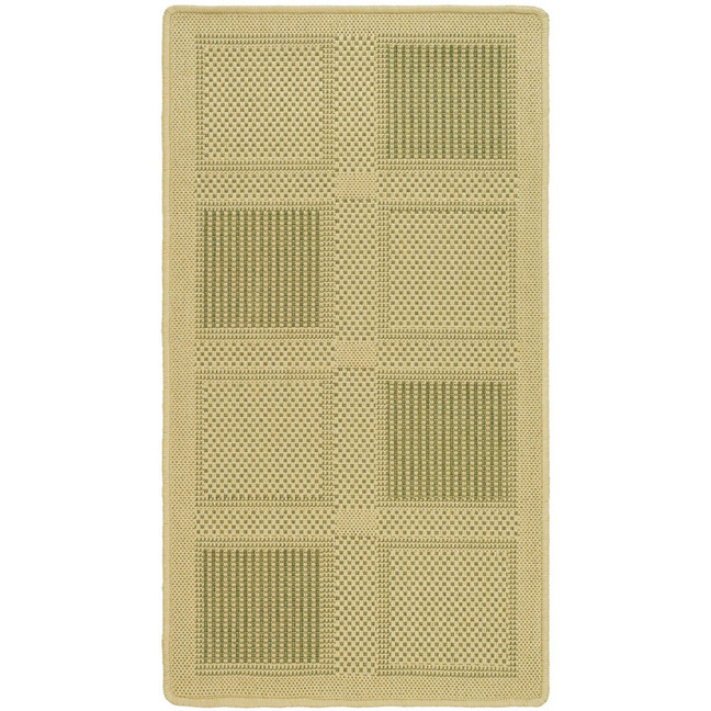 Courtyard Natural and Olive 6'7" x 6'7" Sisal Weave Square Outdoor Area Rug