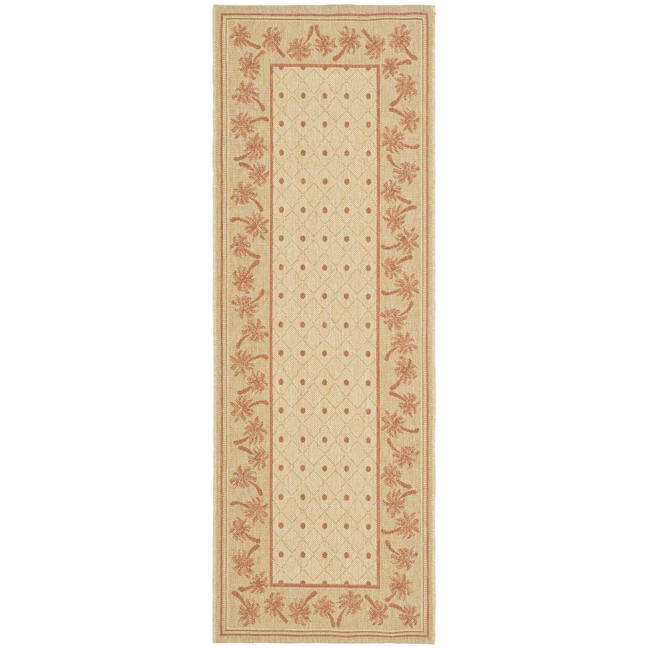 Courtyard Ivory and Rust 2'3" x 6'7" Sisal Weave Runner Outdoor Area Rug