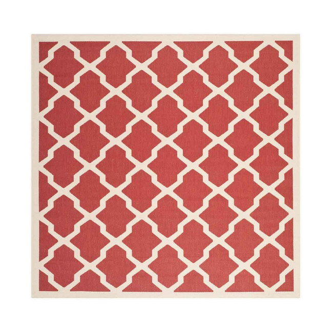 Courtyard Red and Bone 4' x 4' Sisal Weave Square Outdoor Area Rug