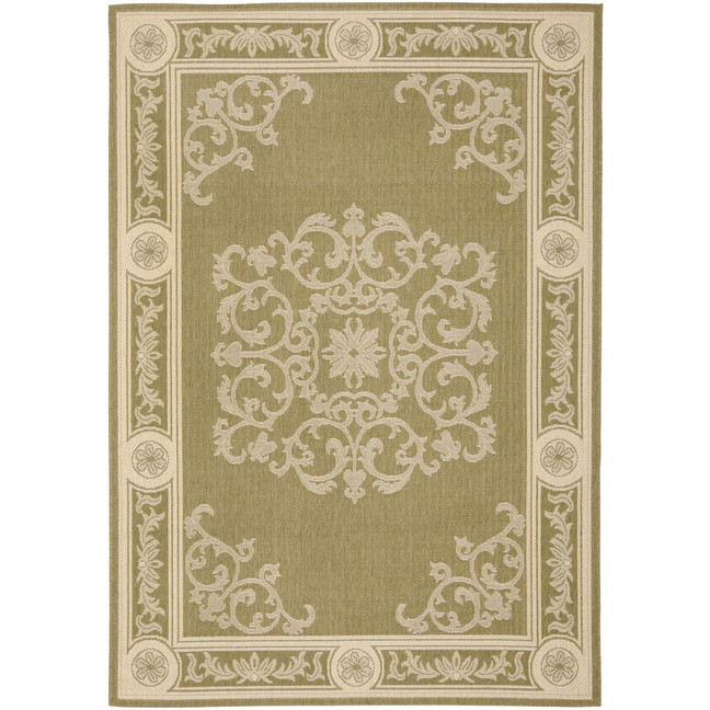 Courtyard Olive and Natural 4' x 5'7" Outdoor Area Rug