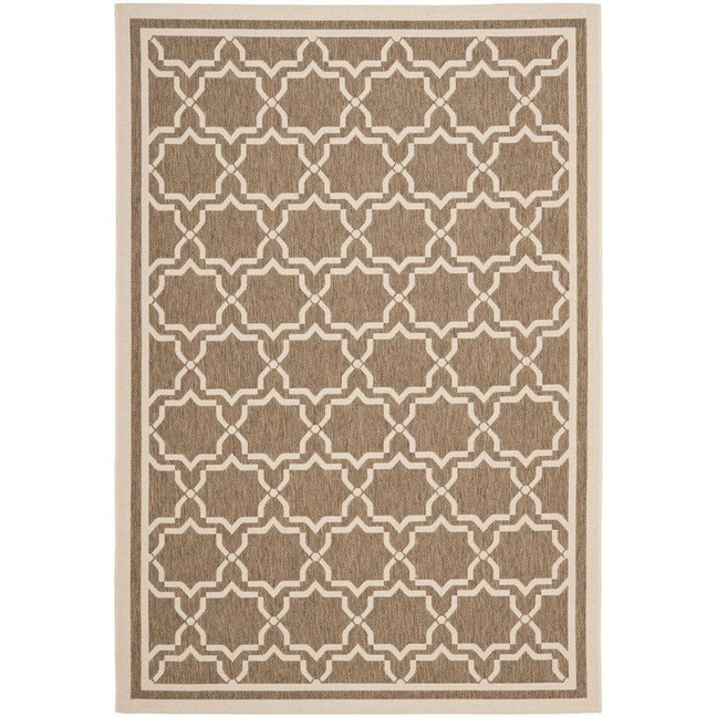 Courtyard Brown and Bone 5'3" x 5'3" Round Outdoor Area Rug