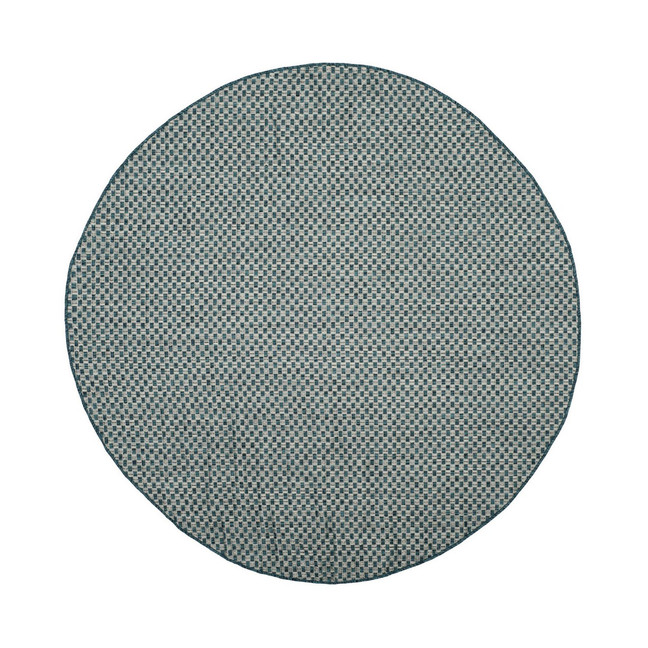 Courtyard Turquoise and Light Gray 6'7" x 6'7" Sisal Weave Round Outdoor Area Rug