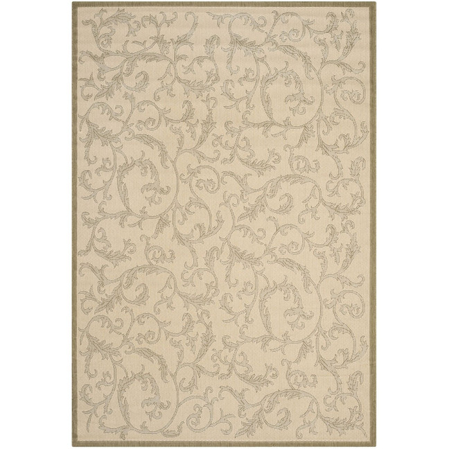 Courtyard Natural and Olive 4' x 5'7" Outdoor Area Rug