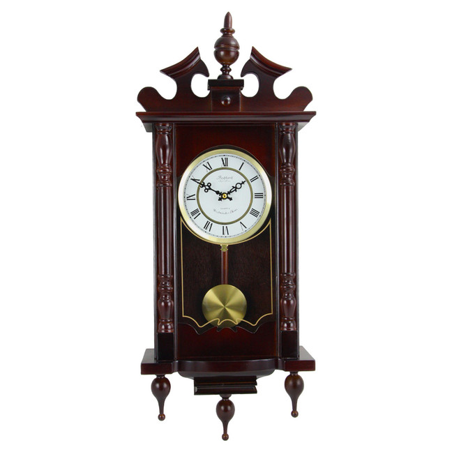 Clock Collection Classic 31" Chiming Wall Clock with Roman Numerals and a Swinging Pendulum