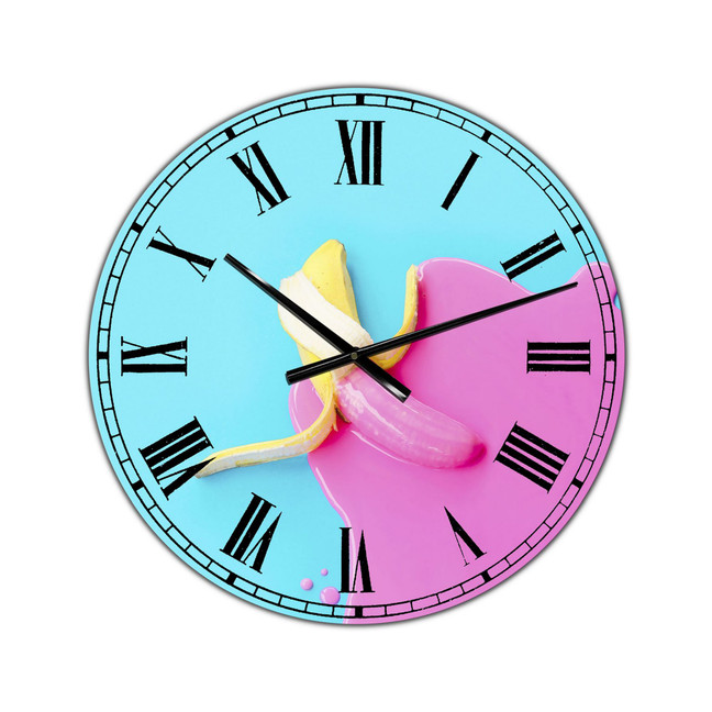 Pink and Blue Banana Oversized Modern Wall Clock - 36" x 28" x 1"