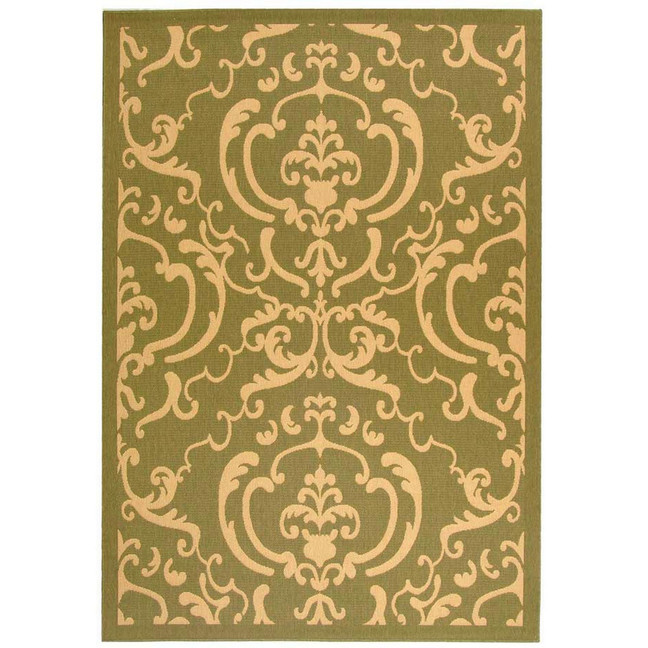 Courtyard Olive and Natural 6'7" x 6'7" Square Outdoor Area Rug