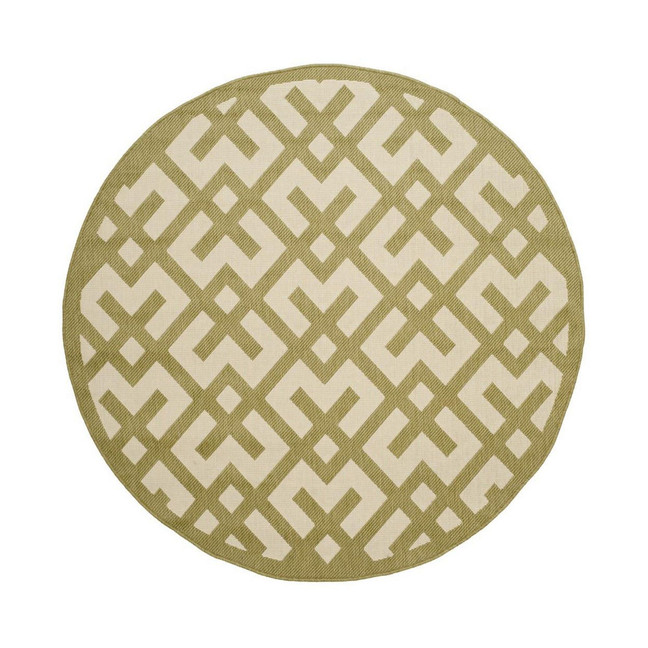 Courtyard Beige and Green 6'7" x 6'7" Sisal Weave Round Outdoor Area Rug