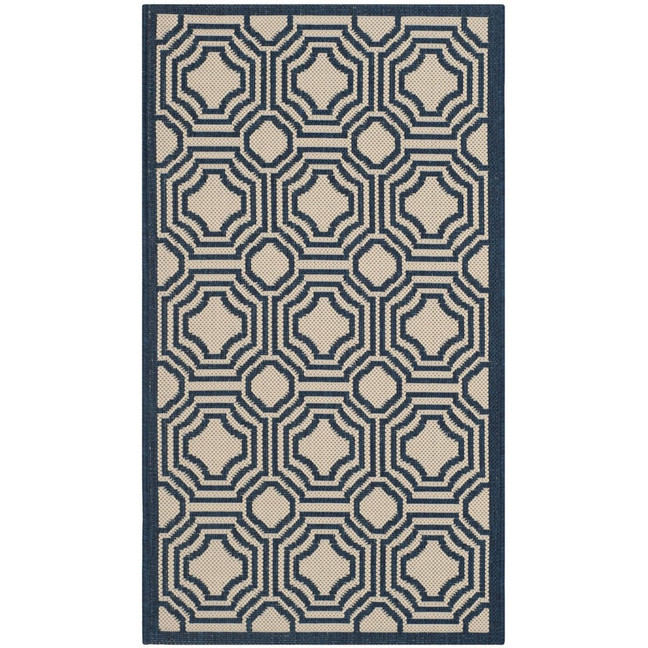 Courtyard Beige and Navy 2'7" x 5' Outdoor Area Rug