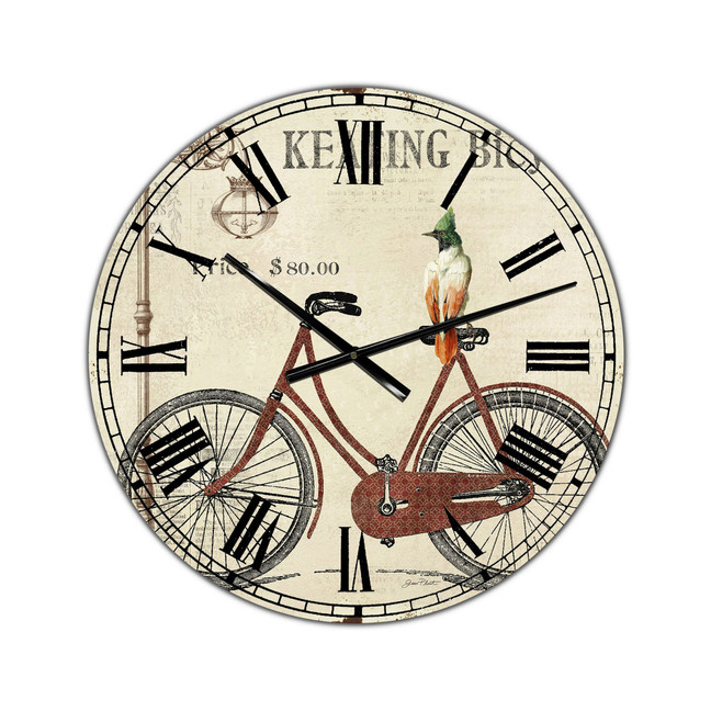 Bike-Keating Bicycle Large Cottage Wall Clock - 36" x 28" x 1"