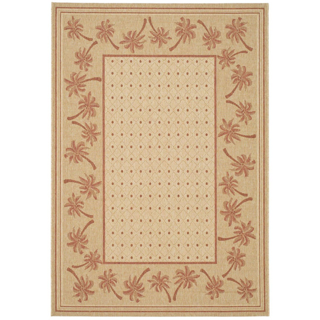 Courtyard Ivory and Rust 4' x 5'7" Sisal Weave Outdoor Area Rug