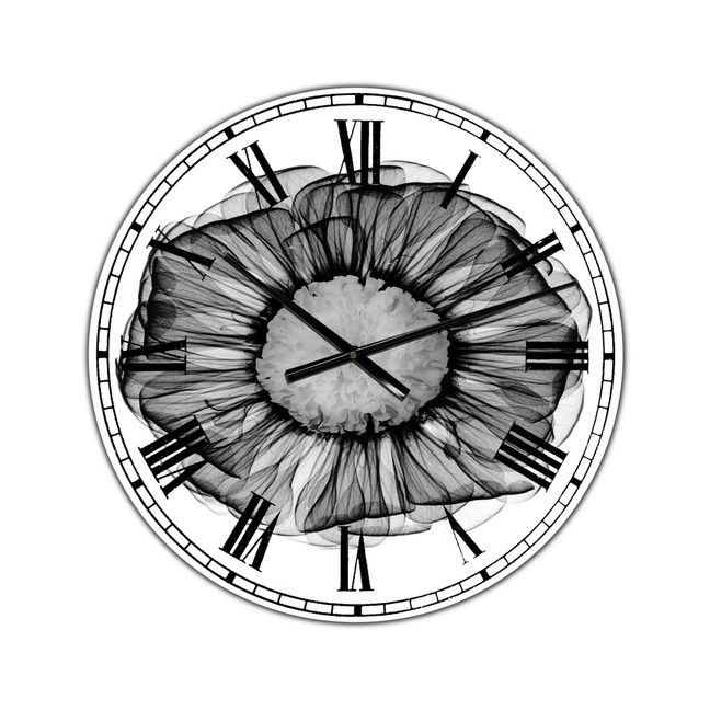 Zinnia Montage Black & White X-Ray Large Cottage Wall Clock - 36" x 28" x 1"