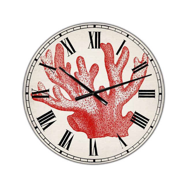 Red Coral 3 Oversized Nautical & Coastal Wall Clock - 36" x 28" x 1"