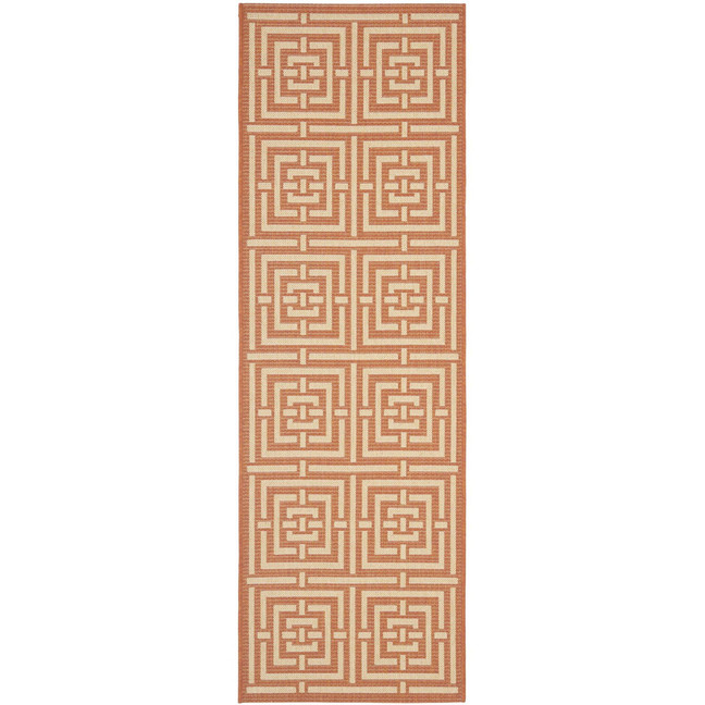 Courtyard Terracotta and Cream 2'3" x 6'7" Runner Outdoor Area Rug