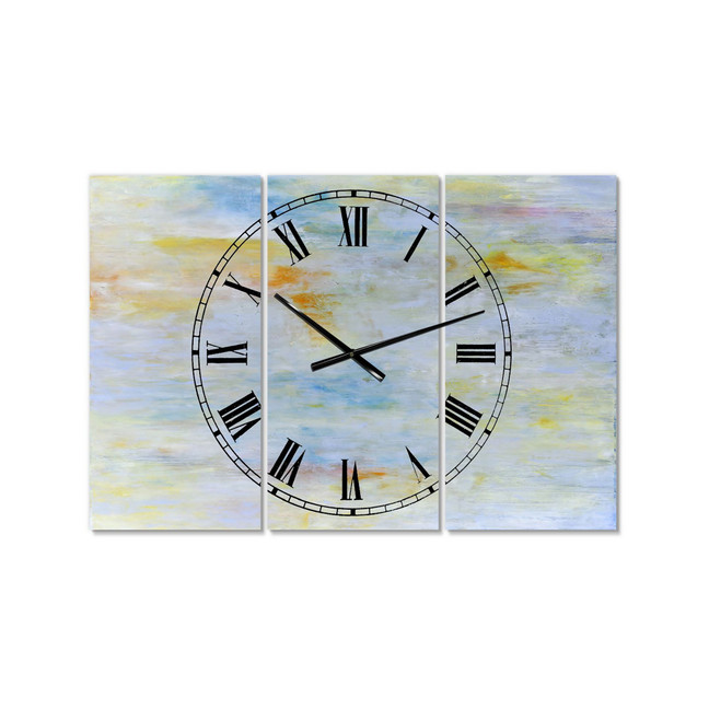Gently Down the Stream Oversized Modern 3 Panels Wall Clock - 38" x 38" x 1"