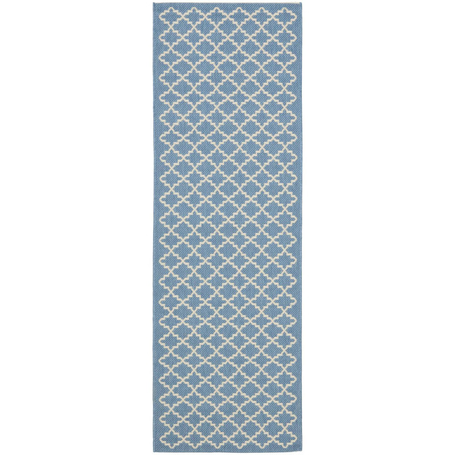 Courtyard Blue and Beige 2'3" x 18' Sisal Weave Runner Outdoor Area Rug