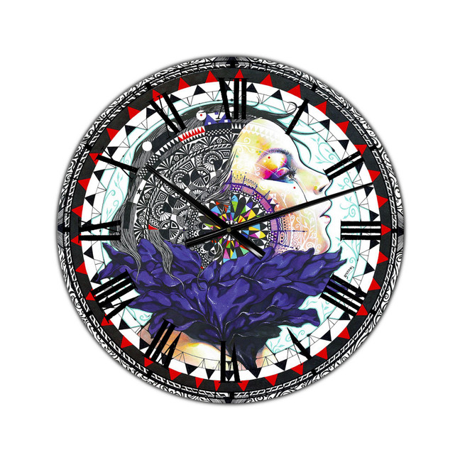 Urban Girl Mandala Large Modern Wall Clock - 36" x 28" x 1"