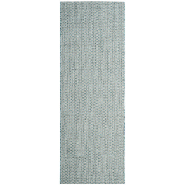 Courtyard Light Blue and Light Grey 2'3" x 10' Sisal Weave Runner Outdoor Area Rug