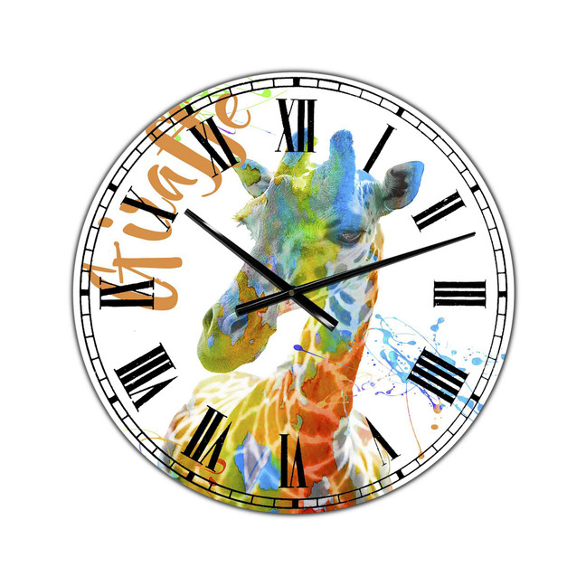 Colorful Safari Animals D Large Cottage Wall Clock - 36" x 28" x 1"