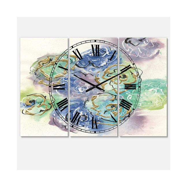 Cabin and Lodge 3 Panels Metal Wall Clock