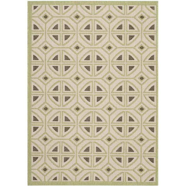 Courtyard Beige and Sweet Pea 6'7" x 9'6" Sisal Weave Outdoor Area Rug