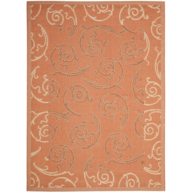 Courtyard Terracotta and Cream 8' x 11' Outdoor Area Rug