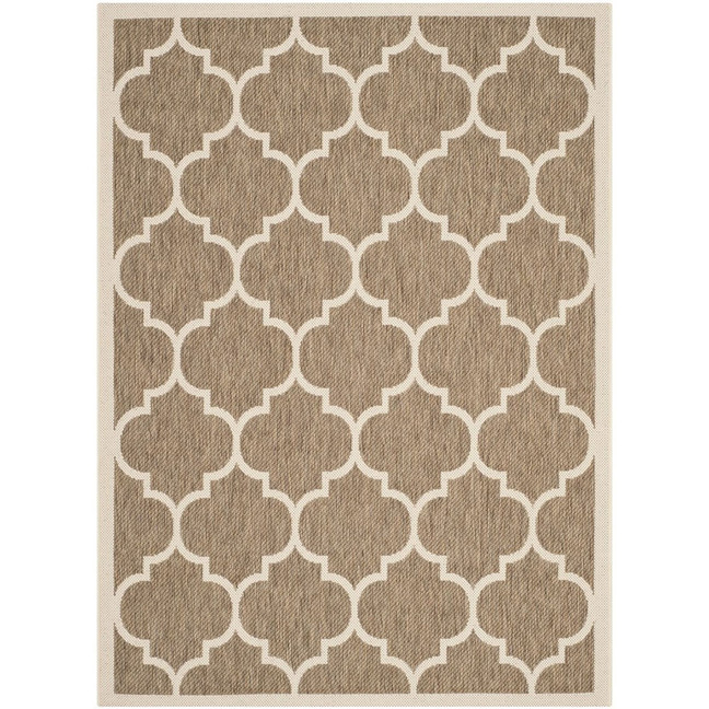 Courtyard Brown and Bone 6'7" x 9'6" Outdoor Area Rug