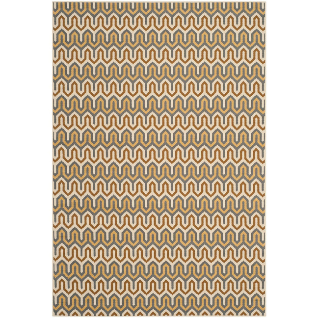 Hampton Brown and Camel 6'7" x 9'6" Outdoor Area Rug