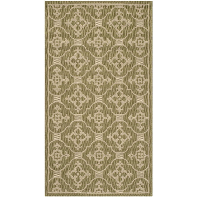 Courtyard Green and Creme 5'3" x 7'7" Sisal Weave Outdoor Area Rug