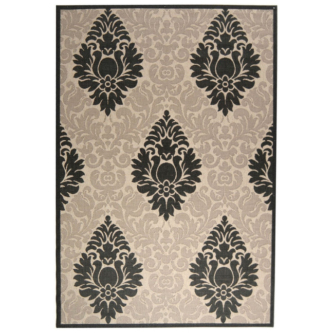 Courtyard Sand and Black 2'3" x 6'7" Sisal Weave Runner Outdoor Area Rug