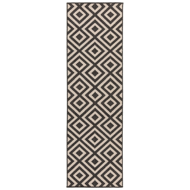 Alfresco ALF-9639 Black 2'3" x 11'9" Runner Area Rug, Indoor/Outdoor