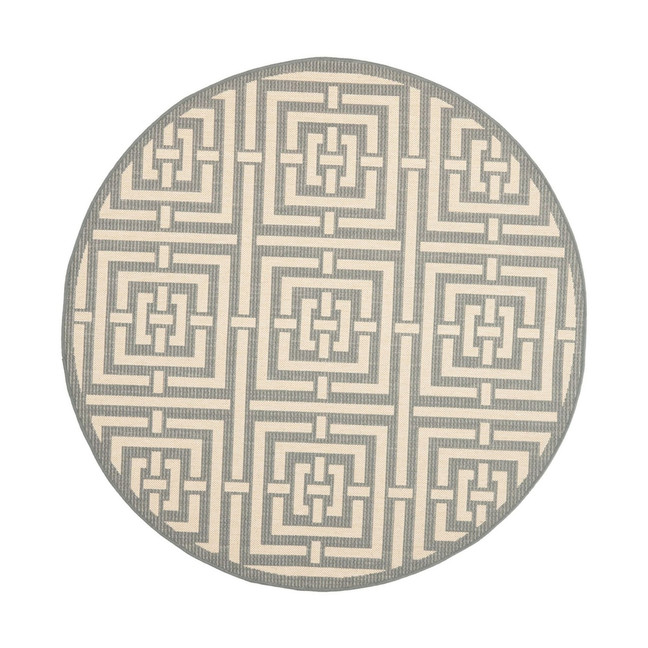Courtyard Gray and Cream 6'7" x 6'7" Sisal Weave Round Outdoor Area Rug
