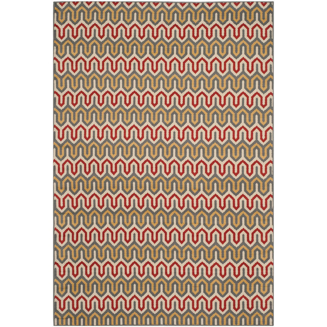 Hampton Dark Gray and Rust 4' x 6' Outdoor Area Rug