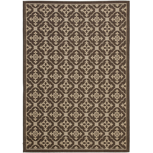 Courtyard Chocolate and Cream 4' x 5'7" Outdoor Area Rug