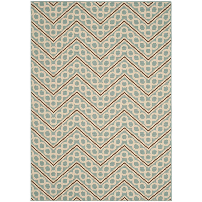 Hampton Light Blue and Ivory 5'1" x 7'7" Outdoor Area Rug
