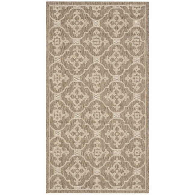 Courtyard Brown and Creme 5'3" x 7'7" Sisal Weave Outdoor Area Rug